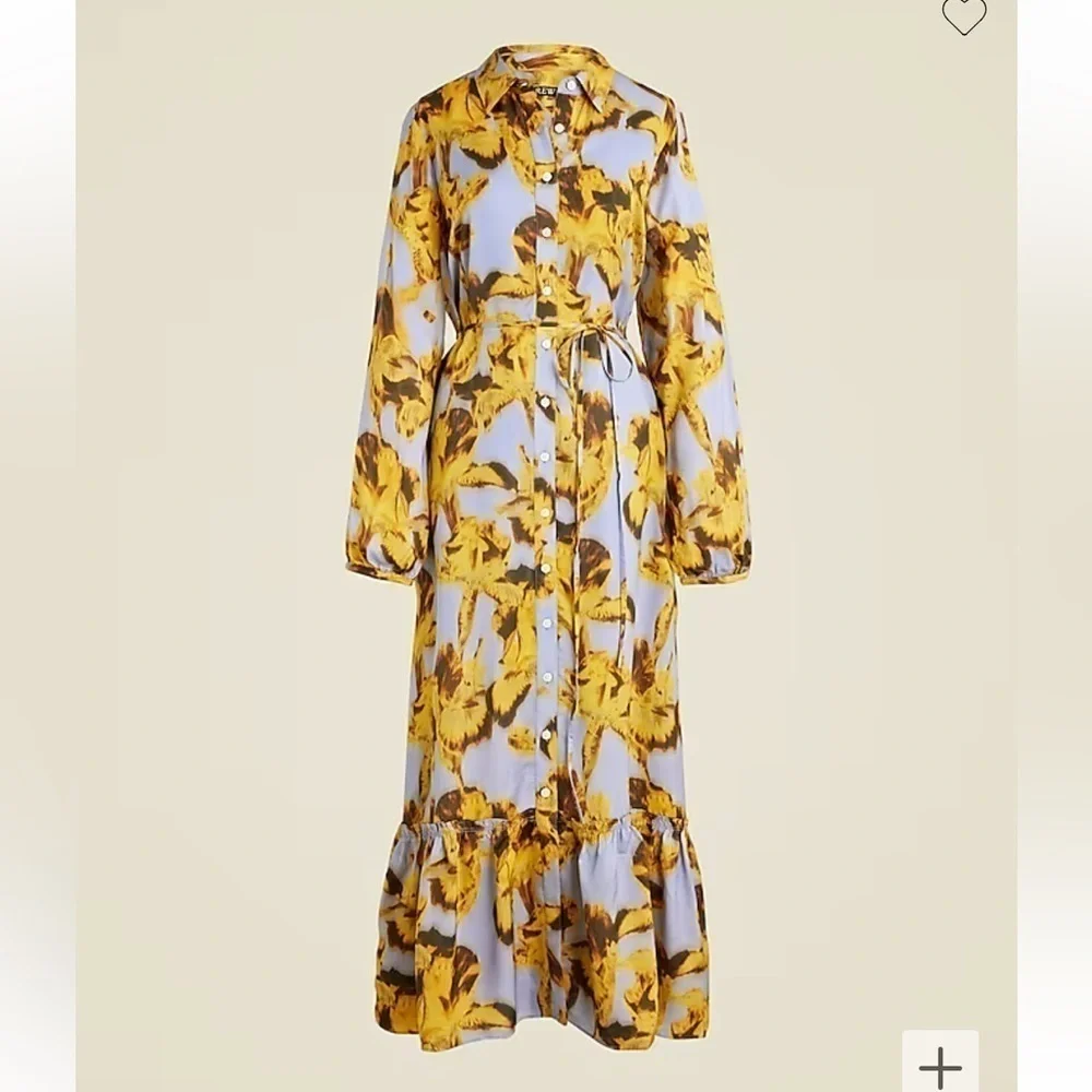 J crew Long Amelia shirtdress in floral drapey viscose twill
